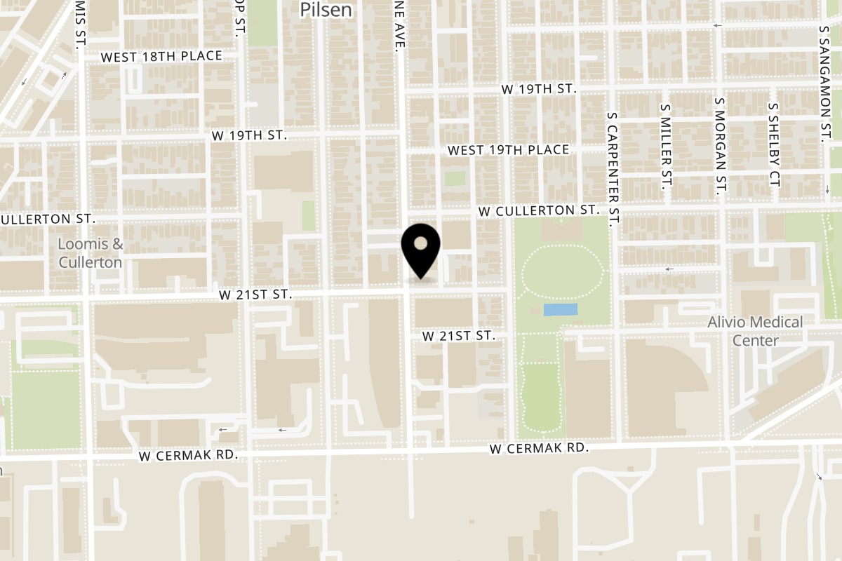 Map showing the location of Casa Madai on 2023 S Racine Ave in Chicago